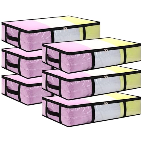 Dntorx 6 Stück 60L Unterbett Aufbewahrungsbox mit Deckel, Transparente Unterbettkommode Faltbare Aufbewahrungstasche mit Griff, Unterbett Aufbewahrung für Bettdecken Kissen Kleidung Aufbewahrung Dntorx 6 Stück 60L Unterbett Aufbewahrungsbox mit Deckel, Transparente Unterbettkommode Faltbare Aufbewahrungstasche mit Griff, Unterbett Aufbewahrung für Bettdecken Kissen Kleidung Aufbewahrung von Dntorx