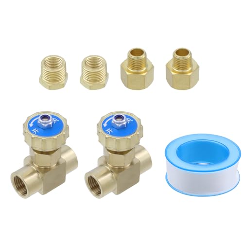Dnyta 2 Sets Messing-Ersatz-Steuernadelventil, 6,35 mm NPT weiblich x 1/4 Zoll NPT, parallele Nadelventile, inklusive 4 Kupfergelenk-Adapter zum Wechseln der Gelenkspezifikation oder Verlängerung Dnyta 2 Sets Messing-Ersatz-Steuernadelventil, 6,35 mm NPT weiblich x 1/4 Zoll NPT, parallele Nadelventile, inklusive 4 Kupfergelenk-Adapter zum Wechseln der Gelenkspezifikation oder Verlängerung von Dnyta