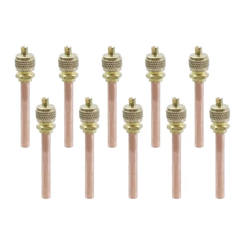 Dnyta Service-Zugangsventil, geschweißter Typ 1/4 Zoll SAE x 1/4 Zoll OD x 6,7 cm Schaftkern AC Kühlset, Hvac Kühlservice, Füllventil für Klimaanlage, Kältemittelsystem, 10 Stück von Dnyta