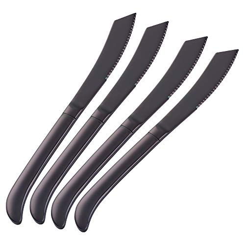 Do Buy Edelstahl Rostfrei Steakmesser Set 4 stück Tafelmesser 230mm Länge Ergonomischem Griff Menümesser Kreative Steak Besteck Knives Spülmaschinenfest/Schwarz Do Buy Edelstahl Rostfrei Steakmesser Set 4 stück Tafelmesser 230mm Länge Ergonomischem Griff Menümesser Kreative Steak Besteck Knives Spülmaschinenfest/Schwarz von Do Buy