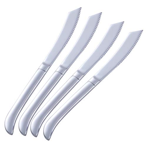 Do Buy Edelstahl Rostfrei Steakmesser Set 4 stück Tafelmesser 230mm Länge Ergonomischem Griff Menümesser Kreative Steak Besteck Knives Spülmaschinenfest/Silber von Do Buy