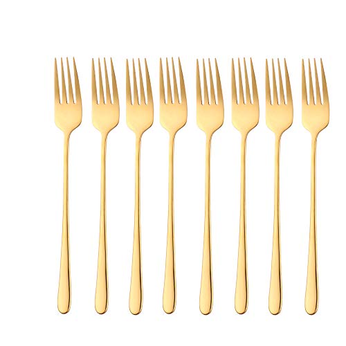 Do Buy Tafelgabeln Gold Gabel Edelstahl 18/10 Menügabeln 8 Stück 8,5 inch /21,5 cm Lange Griff Essgabeln für Buffet Steak Table Forks von Do Buy