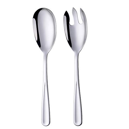 SBOMHS Salatlöffel und Salatgabel Silber Salatbesteck Set aus Edelstahl 2-Stück 30,5 cm(12 Inches) Länge von SBOMHS
