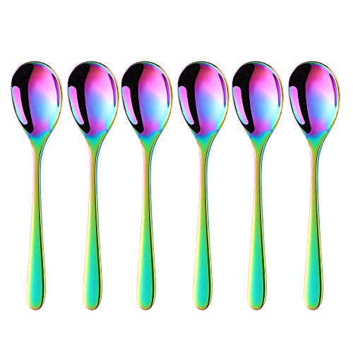 SBOMHS Kaffeelöffel 6 stück Regenbogen Teelöffel set 15CM Kleine Bunt Löffel 18/10 Edelstahl Ice Tea Coffee Spoons Dessert Löffel für Espresso Latte Macchiato von Do Buy