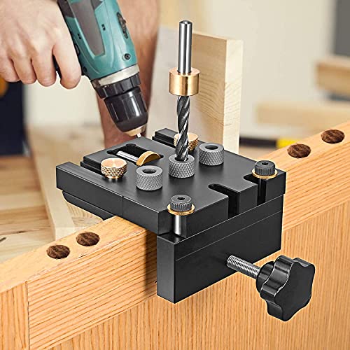 Do-Electr 3-In-1 Doweling Jig Kit 6/8/10/15mm Pocket Hole Jig Kit Bohrer-Kit für die Holzbearbeitung Taschenloch Jig Kit Werkzeug mit Positionierungsclip Puncher Locator von Do-Electr