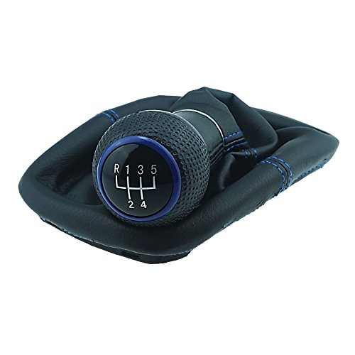 Do!LED Schaltknauf Schaltsack Rahmen Schwarz/Blau blaue Naht mit 12mm Durchmesser 5 Gang von Do!LED