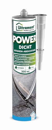 Ultrament Power Dicht - Bitumen Abdichtung 300 ml, Universalabdichtung für Außen, Gebrauchsfertig, extrem flexibel und schnell trocknend von Ultrament