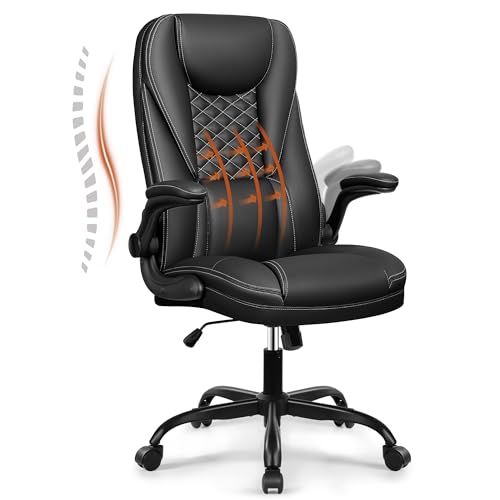 DoChair Bürostuhl ergonomischer Schreibtischstuhl 135° Wippfunktion höhenverstellbarer Drehstuhl mit Kopfstütze verstellbaren Armlehnen, Schwarz von DoChair