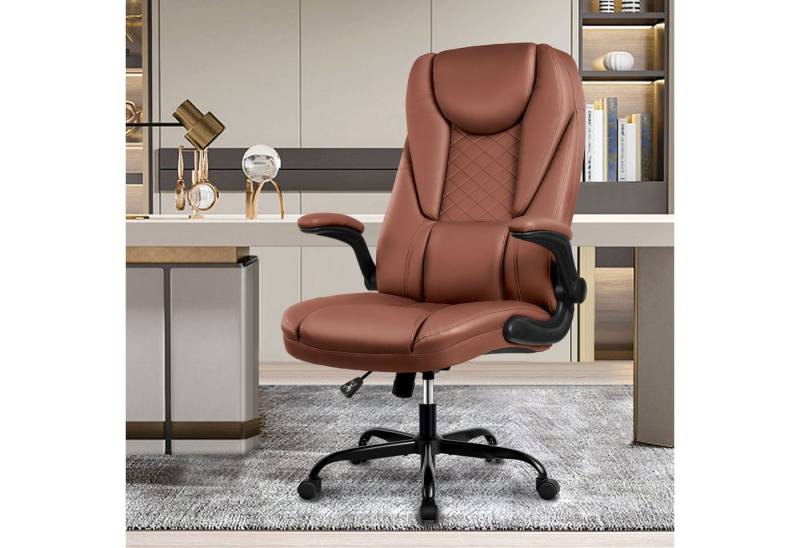 DoChair Bürostuhl Chefsessel Ergonomischer Bürostuhl mit gepolsterter Armlehne (Drehstuhl mit Rollen, Lendenwirbelstütze und höhenverstellbar) von DoChair