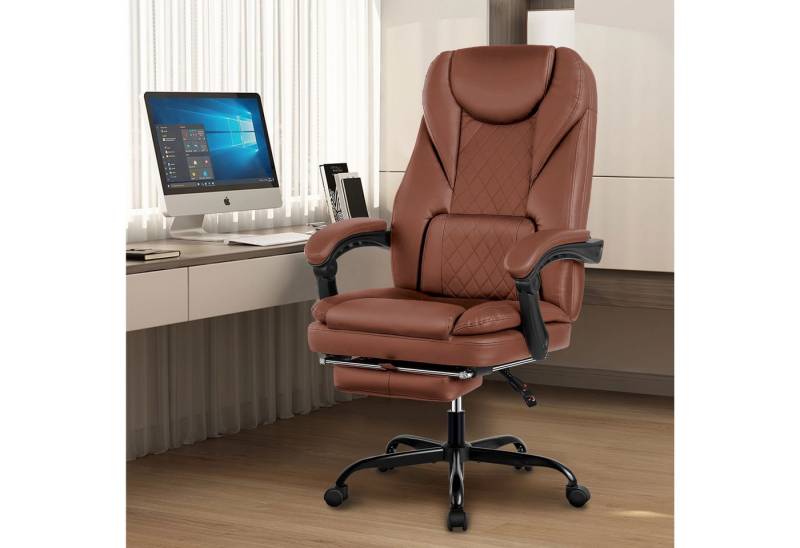DoChair Bürostuhl Chefsessel Ergonomischer Bürostuhl mit gepolsterter Armlehne (Drehstuhl mit Rollen, Lendenwirbelstütze und höhenverstellbar) von DoChair