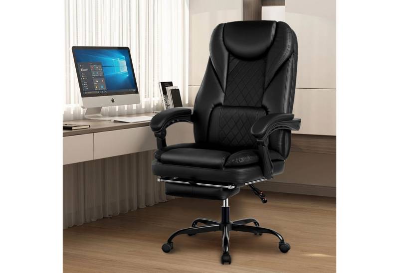 DoChair Bürostuhl Chefsessel Ergonomischer Bürostuhl mit gepolsterter Armlehne (Drehstuhl mit Rollen, Lendenwirbelstütze und höhenverstellbar) von DoChair