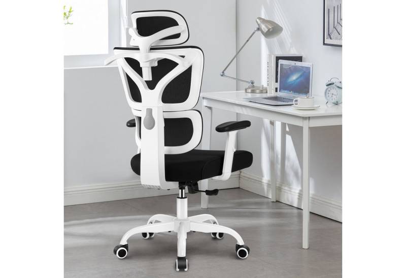 DoChair Bürostuhl Schreibtischstuhl Ergonomisch, Drehstuhl hat Lordosenstütze (mit 3-stufig Verstellbarer Rückenlehne), verstellbare Ruckenlehne von DoChair