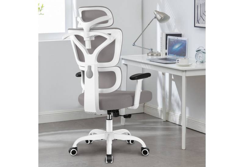 DoChair Bürostuhl Schreibtischstuhl Ergonomisch, Drehstuhl hat Lordosenstütze (mit 3-stufig Verstellbarer Rückenlehne), verstellbare Ruckenlehne von DoChair