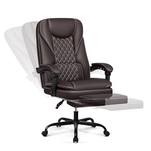 DoChair Bürostuhl ergonomischer Schreibtischstuhl 140°mit Fußstütze Kopfstütze Wippfunktion Drehstuhl Chefsessel Kunstleder 150KG, Kaffee DoChair Bürostuhl ergonomischer Schreibtischstuhl 140°mit Fußstütze Kopfstütze Wippfunktion Drehstuhl Chefsessel Kunstleder 150KG, Kaffee von DoChair