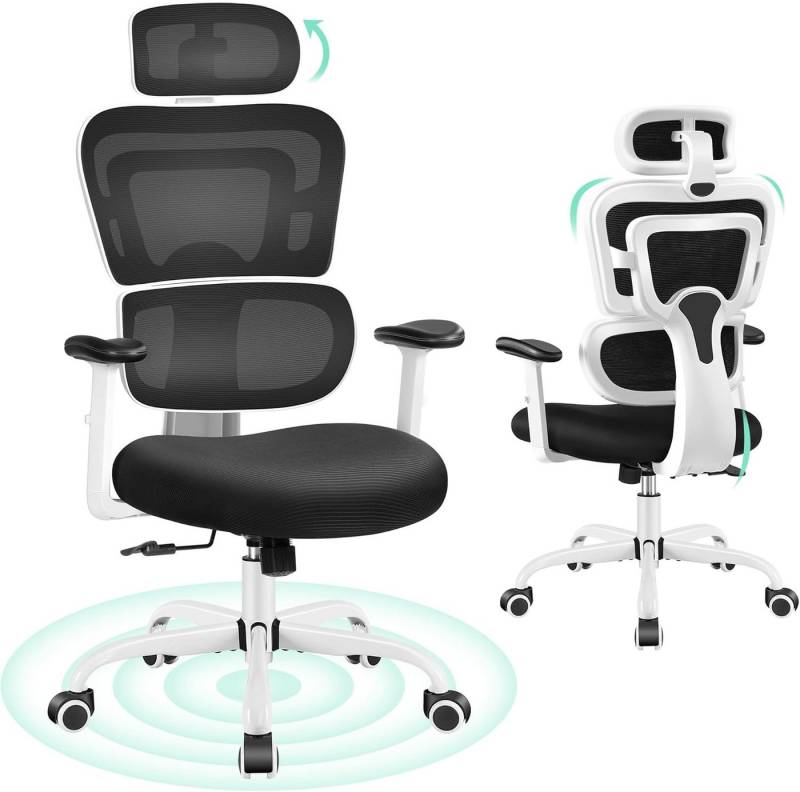 DoChair Bürostuhl ergonomischer Schreibtischstuhl 3D Kopfstütze (mit Verstellbarer Armlehnen und Sitzhöhe) von DoChair