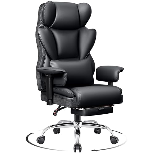 DoChair Chefsessel Breit, Ergonomisch Bürostuhl mit Fußstütze 165° verstellbare Rückenlehne Home Office Stuhl Kunstleder 150-200KG, Schwarz DoChair Chefsessel Breit, Ergonomisch Bürostuhl mit Fußstütze 165° verstellbare Rückenlehne Home Office Stuhl Kunstleder 150-200KG, Schwarz von DoChair
