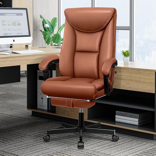 DoChair Chefsessel Breiter Bürostuhl ergonomischer Schreibtischstuhl hohe Rückenlehne 150KG mit Fußstütze Office Chair aus PU-Leder, Braun DoChair Chefsessel Breiter Bürostuhl ergonomischer Schreibtischstuhl hohe Rückenlehne 150KG mit Fußstütze Office Chair aus PU-Leder, Braun von DoChair