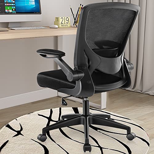 DoChair Bürostuhl, Ergonomischer Schreibtischstuhl mit hochklappbaren Armlehnen, Einstellbarer Lendenstütze, Höhenverstellbar, Drehstuhl mit Atmungsaktiver Rückenlehne für das Büro Arbeitszimmer von DoChair