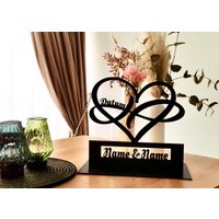 Namensschild Liebesherz Aus Holz Mit Standbein Und Led in 16 Verschiedenen Farben + Fernbedienung Personalisiert von DoDoDeko