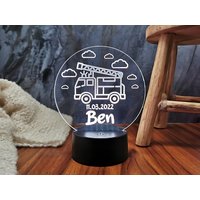 Personalisiertes Taufgeschenk Feuerwehr Nachtlampe Geburtstagsgeschenk Babygeschenk Geburt Junge, Kinderzimmer, Nachtlicht, Eltern Geschenk von DoDoDeko