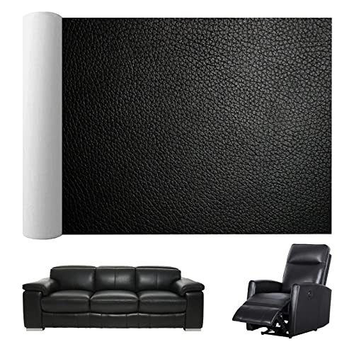 Sofortig Leder-Reparatur-Patch Schwarz 40cm*200cm, 1mm dick Wasserdicht Selbstklebend Lederbandrolle für Polsterung, Erneuern Sie Sofa/Couch, Möbelstühle, Autositze, Taschen und DIY-Lederhandwerk von DoIove