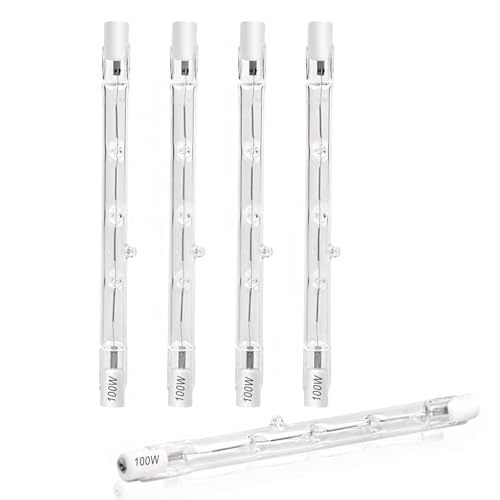 DoRight 100W R7s Halogenlampe 118mm Birne Dimmbar Warmweiß 2700K Linear Halogen Flutlicht J118 Sicherheitsglühlampe 1500lm 118mm Länge Strahler Leuchtmittel AC 220-240V(5 Stücke) von DoRight