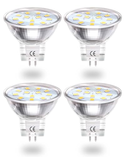 DoRight 2W GU4 MR11 LED Spot 12V Warmweiß, Mini MR11 LED Reflektor Leuchtmittel Warmweiss 3000K, AC/DC 12V MR11 GU4 LED Einbaustrahler MR11 10W 20W Halogen Ersatz - Nicht Dimmbar 4 Stück von DoRight