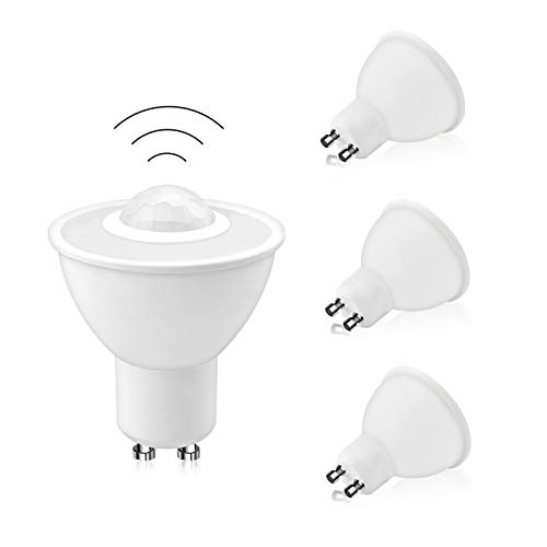 DoRight 4 Stück LED Smart Motion Glühbirnen GU10 PIR-Sensorlampe 5W Bewegungsaktivierte Glühlampe Warmweiß 3000k Sicherheitslicht, Erfassungsbereich Bis zu 7 Meter, Erfassungswinkel 120 Grad von DoRight