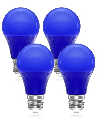 DoRight 9W Blaue LED Glühbirnen E27 - A19 blaue LED-Filament-Lampe E27 farbige Glühbirne 60W äquivalent nicht dimmbar für Hochzeit Halloween Weihnachten Party Bar Dekoration Beleuchtung (4-Pack) von DoRight