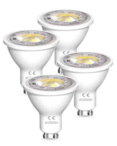 DoRight AC/DC 12V GU10 LED Kaltes Weiß 3W, MR16 Leuchtmittel GU10 5000k 3W Ersetzt 25W Halogen Leuchtmittel 250LM Reflektorlampen, Nicht Dimmbar, 4 Stück von DoRight