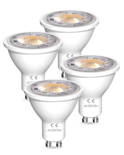 DoRight AC/DC 12V GU10 LED Warmweiss 7W, MR16 Leuchtmittel GU10 3000k 7W Ersetzt 65W Halogen Leuchtmittel 650LM Reflektorlampen, Nicht Dimmbar, 4 Stück von DoRight