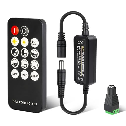 DoRight LED Controller für Einfarbig LED Streifen, DC 5V-12V-24V LED Fernbedienung Ersatz LED Dimmer/Schalter/Helligkeit mit Dynamikmodus für LED Strip COB SMD von DoRight