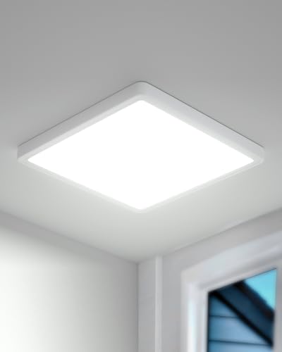 DoRight LED Deckenleuchte Flach 36W, 5000K Naturweiß Ultraslim 25MM Modern Deckenlampe, 30CM Bad Lampen Decke für Wohnzimmer Schlafzimmer Küche Büro, IP44, 3866LM, Quadrat weiß 1er Stück von DoRight