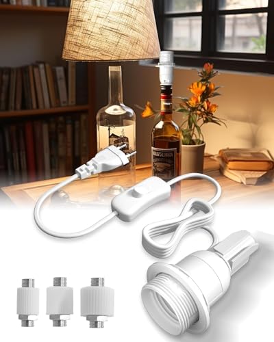 DoRight Lampenfassung für Flaschen E27 mit Schalter und Stecker E27 Flaschenadapter, Flaschenlampen Adapter-Kit für DIY Weinflaschen-Tischlampe - Weiß 1er Pack von DoRight