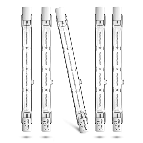 DoRight R7s Halogenlampe 300W 118mm Warmweiß 2800K Halogen Stab 240V Stablampe Dimmbar Linear Halogen Flutlicht,J118 Halogenstablampe Röhre Glühbirne 360° Abstrahlwinke 5900lm (5Pcs) von DoRight