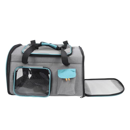 Katzentransportbox, Tragbare Transportbox für Haustiere mit Großer Kapazität Zum Einkaufen und Camping (Grau und Blau) von Doact