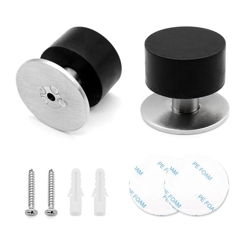 2 Stück Boden Türstopper Selbstklebend Edelstahl mit Gummi Puffer Wandtürstopper inkl Schraube für Wandmontage zum Schutz der Türen von Doafoce