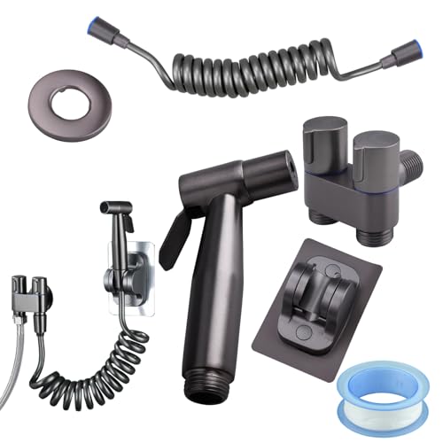 Doafoce Bidet Handbrause Set für Toilette Edelstahl 1-in-2 Out Doppelsteuerventil mit Federschlauch und Klebehalterung WC-Spülpistole Baddusche Von Haustieren, Reinigen Des Badezimmers von Doafoce