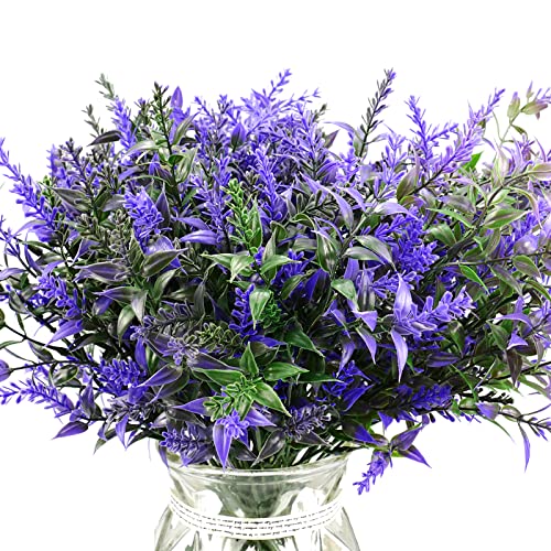 Doafoce Künstliche Blumen, 10 Stück Balkon Kunstblumen Outdoor Gefälschte Lavendel Lila Deko Künstliche Blumen Lavendel für Hochzeit Künstlich Garten Party Dekoration von Doafoce