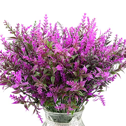 Doafoce Künstliche Blumen,10 Stück Balkon Kunstblumen Outdoor Gefälschte Lavendel Deko Künstliche Blumen Lavendel für Hochzeit Künstlich Garten Party Dekoration-Rot von Doafoce