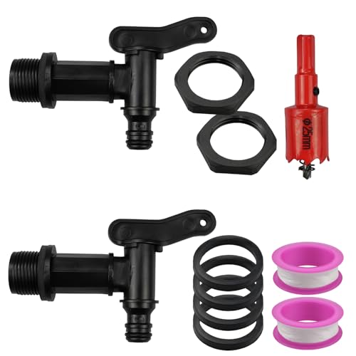 Doafoce Kunststoff Auslaufhahn für Regentonne, Auslaufhahn mit Dichtung Kontermutter Regentonne Wasserhahn Adapter Zum Praktischen Einsatz Im Garten-,Industrie Und Haushalt von Doafoce