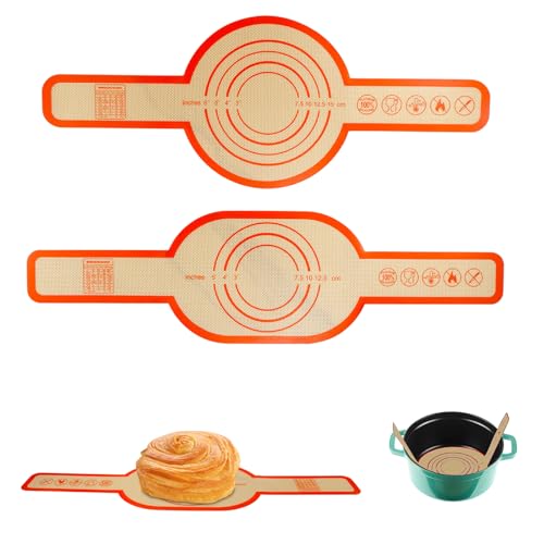 Doafoce Silikon Backmatte 2 Stück Backmatte Silikon fur Dutch Oven Wiederverwendbare Silikon Brotbackmatte Brotschlinge Backmatte für Teig Kekse Brot von Doafoce
