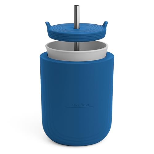 2-in-1 Eiswürfelbereiter & Trinkbecher mit Deckel und Strohhalm – 120 Eisgitter – BPA-freies Silikon – tragbarer Eisformbecher für kalte Getränke, Reisen & Hautpflege – wiederverwendbar von DoawBang