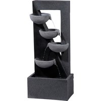 DOBAR Gartenbrunnen, mit 4 Schalen, BxHxL: 25 x 92 x 40 cm, Polyresin - grau von Dobar