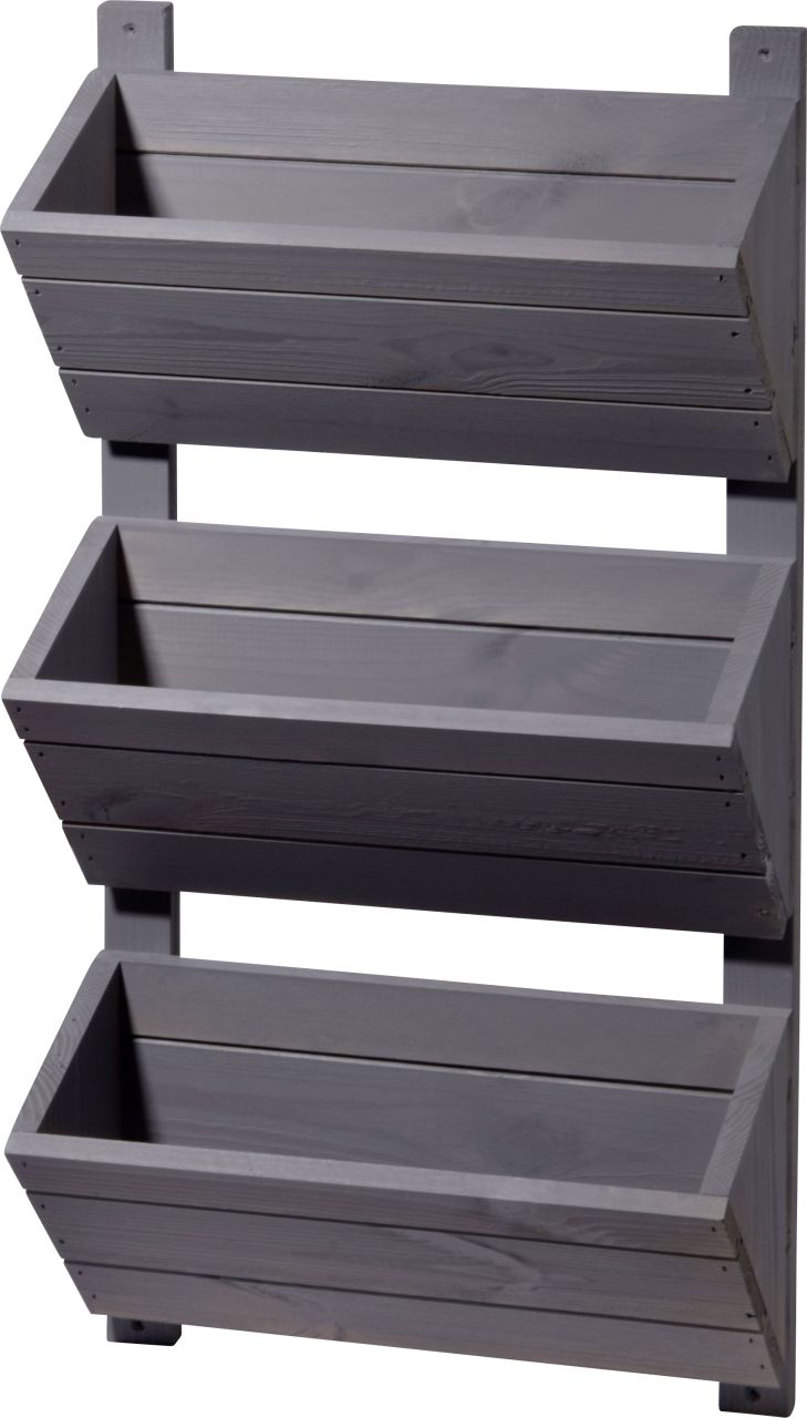 Dobar 3-stufiges Wand-Pflanzbeet grau 38 x 17,5 x 79 cm von Dobar