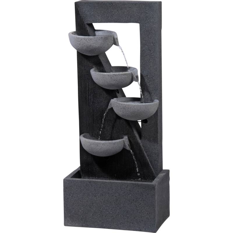 Dobar Design-Gartenbrunnen XL Kaskade inkl. Pumpe und LED´s mit 4 Wasserschalen von Dobar