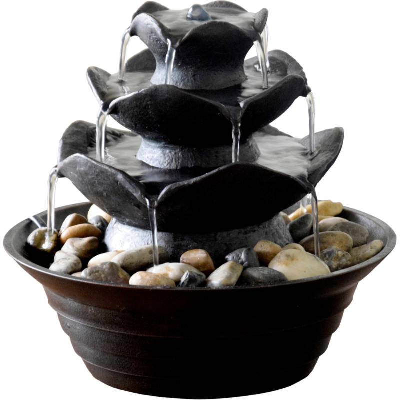 Dobar Design-Zimmerbrunnen Polyresin in Felsen-Optik mit Deko-Steinen Schwarz von Dobar