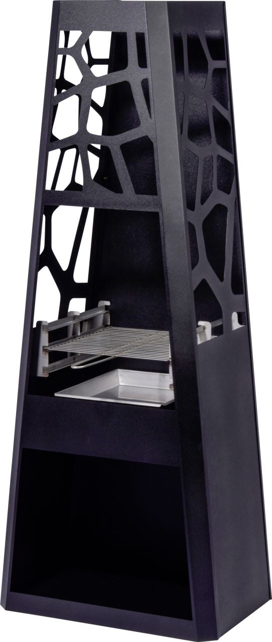 Dobar Metall-Gartenkamin mit Grillrost schwarz 57,5 x 38 x 148 cm von Dobar