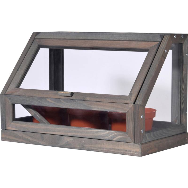 Dobar Mini-Gewächshaus für Jungpflanzen inkl. Töpfe Grau 245 x 38 x 20 cm FSC® von Dobar