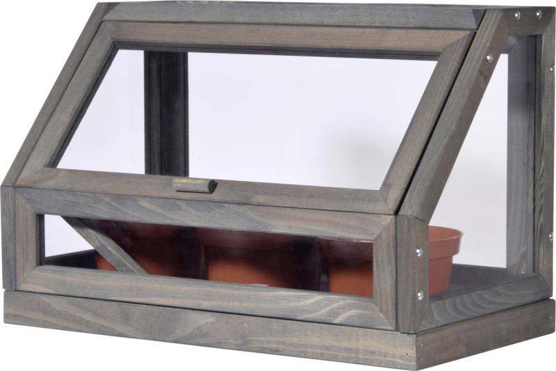 Dobar Mini-Gewächshaus für Kräuter mit Zinkwanne grau 38 x 20 x 24,5 cm von Dobar